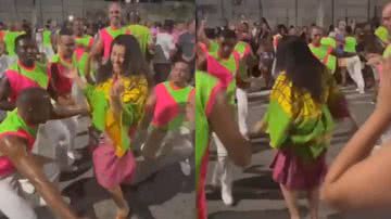 Regina Casé cai no samba com passistas da Mangueira - Reprodução/Instagram