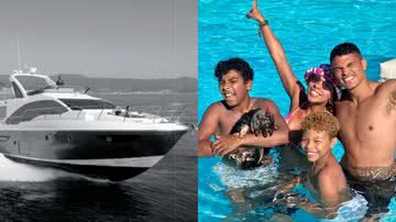 Zagueiro Thiago Silva tem barco de 56 pés e 17 metros de comprimento, que deu de presente para a mulher e os filhos - Foto: Reprodução / Instagram