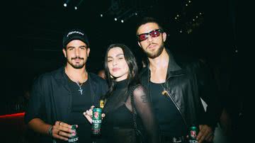 Enzo Celulari, Cleo e Chay Suede na festa de Beck's - Fotos: Fernanda Tine