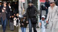 Angelina Jolie com Brad Pitt, Meg Ryan e Madonna aumentaram a família com a adoção de crianças - Fotomontagem