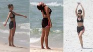 Juliana Didone faz alongamento na praia da Barra da Tijuca - Dilson Silva / AgNews