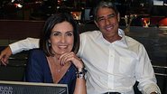 Fátima Bernardes ao lado de William Bonner em seu último dia no Jornal Nacional - Reprodução / TV Globo
