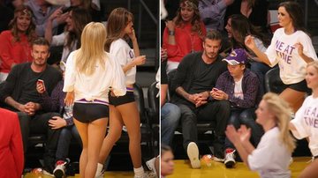David Beckham encara líderes de torcida em jogo dos Lakers - Splash News splashnews.com