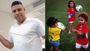 Ronaldo e suas filhas (de vemelho) Maria Sophia e Maria Alice - Divulgação/ Rede Globo e Reprodução/ Instagram