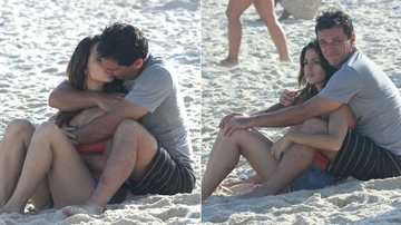 Nanda Costa e Rodrigo Lombardi gravam cena de beijo na praia do Recreio dos Bandeirantes - Delson Silva/Agnews