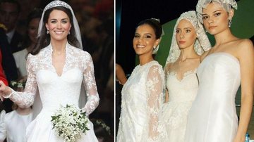 Martha Medeiros acredita que as noivas devem apostar em véus ou flores no cabelo, como as suas modelos (à esquerda), pois as coroas são exclusivas da realeza - Foto-montagem