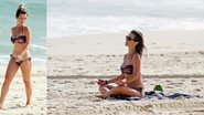 Juliana Didone medita sob o sol em dia de praia no Rio de Janeiro - Dilson Silva/ AgNews