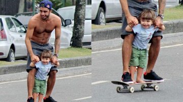 Dom, filho de Piovani, faz manobras no skate - JC Pereira/AgNews