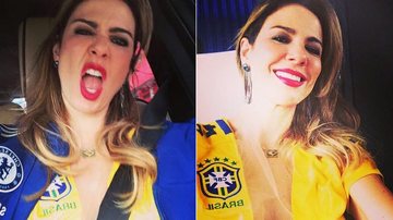 Luciana Gimenez usa camiseta da seleção brasileira customizada em jogo da Inglaterra - Foto-montagem