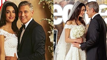 Veja o vestido de noiva usado por Amal Alamuddin na cerimônia com George Clooney - Hello! e People/Reprodução