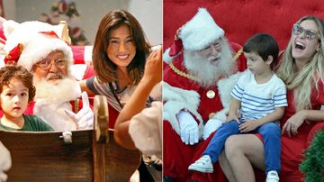 Dani Suzuki e Juliana Silveira visitam o Papai Noel com Kauai e Bento - Marcos Ferreira e Johnson Parraguez / Foto Rio News