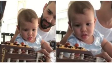 Gusttavo Lima e Gabriel tocando violão - Reprodução/ Instagram