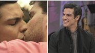 Mateus Solano e Thiago Fragoso contracenaram o primeiro beijo gay na novela "Amor à Vida", 2013. - TV Globo/Reprodução
